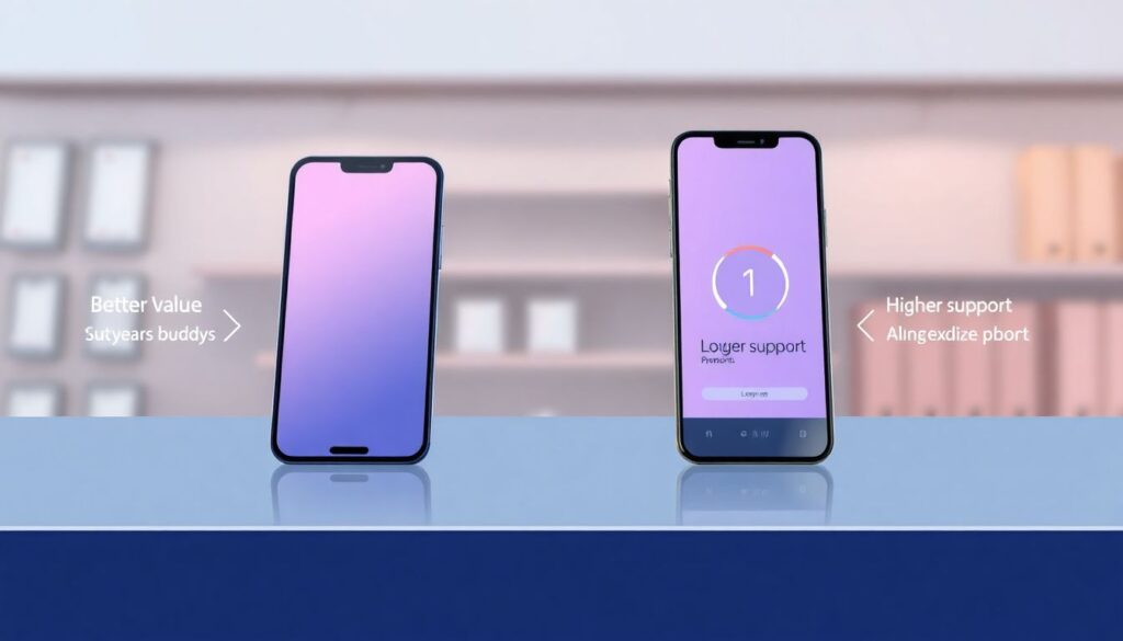 Сравнение бюджетных и премиум-сегментов смартфонов - иллюстрация